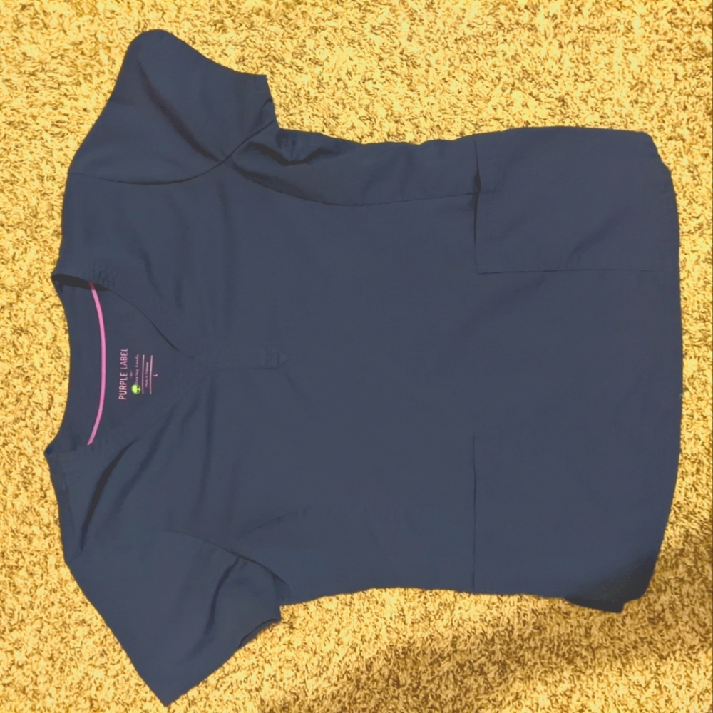 Navy Healing Hands Large Scrub Top